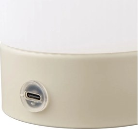 Бяла/кафяво-сива метална настолна лампа с пластмасов абажур (височина 18 cm) Ashford – House Nordic