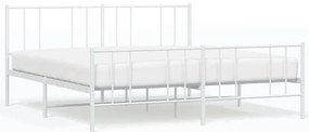 352553 vidaXL Метална рамка за легло с горна и долна табла, бяла, 193x203 см