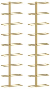 340903 vidaXL Стойки за вино за 9 бутилки стенен монтаж 2 бр златисти желязо