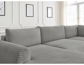 Тъмносив разтегателен ъглов диван от рипсено кадифе (ляв ъгъл/"U" форма) Lucien – Bobochic Paris