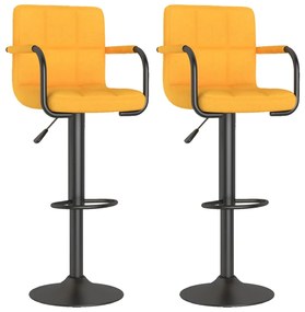 334642 vidaXL Бар табуретки, 2 бр, горчица, текстил