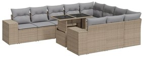 3326870 vidaXL Градински диван с възглавници, 11 части, бежов полиратан