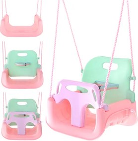 Растяща бебешка люлка 3в1 на въжета - за на закрито и в градината розова