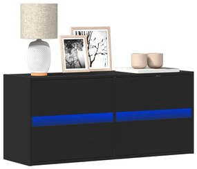 852293 vidaXL Стенен ТВ шкаф с LED осветление, черен, 100x31x45 см
