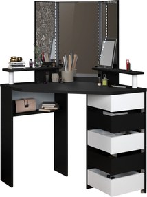 Ъглова Тоалетна масичка Beauty с огледало-Black - white