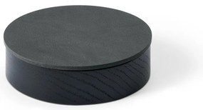 Дървена декоративна кутия за съхранение от еко кожа с капак в черен и антрацитен цвят ø 11x3,5 cm Circle Nupo – LIND DNA