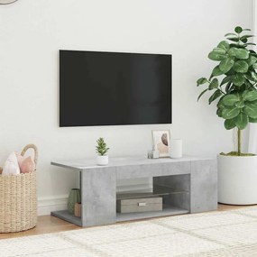 804242 vidaXL ТВ шкаф с LED осветление, бетонно сив, 90x39x30 см