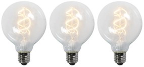 Комплект от 3 LED крушки E27 с усукана жичка G95 прозрачни 5W 400lm 2200K