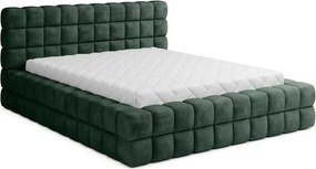 Тъмнозелено тапицирано двойно легло с място за съхранение и включена подматрачна рамка 140x200 cm Dizzle – ELTAP