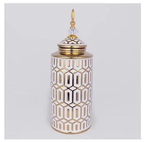 Керамичен буркан 45,7x16,9 см златист/бял