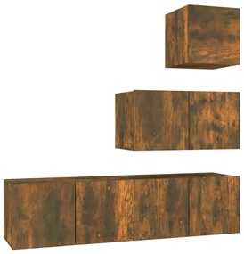 3120317 vidaXL Комплект ТВ шкафове от 4 части, опушен дъб, инженерно дърво