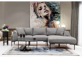 Сив ъглов диван , десен ъгъл Leo - Artie