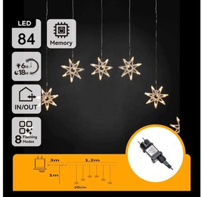 Aigostar - LED външна коледна верига 84xLED/230V 1,2x1m IP44 топла бяла (снежинки)