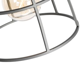 Индустриална подова лампа тъмно сива с дърво - Arthur