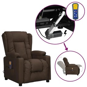 3093451 vidaXL Изправящ масажен стол, кафяв, изкуствена кожа