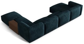 Тъмносин кадифен модулен ъглов диван (десен ъгъл/U форма) Martina – Micadoni