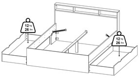Двойно легло от дъбов декор с място за съхранение без ламелно дъно в естествен цвят 160x200 cm Ikast – Tvilum