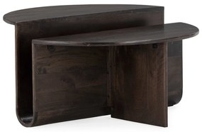 Тъмнокафява кръгла масичка за кафе от масивно манго ø 80 cm Divya – MOME