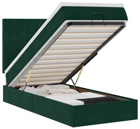 3313592 vidaXL Османска легло с матраци, тъмнозелено, 90x200 см, кадифе