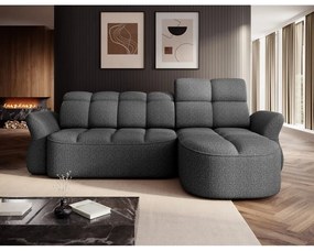 Тъмносив кадифен сгъваем/с място за съхранение ъглов диван (десен ъгъл) Beneth – ELTAP