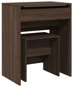 848219 vidaXL Тоалетка и табуретка, кафяв дъб, 60x40x113,5 см
