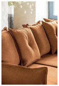 Разтегателен диван от велур в тухлен цвят (променлив) Lazy Lukka - Miuform