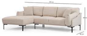Светлобежов ъглов диван , ляв ъгъл Leo - Artie
