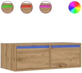 860237 vidaXL ТВ шкаф с LED светлини Artisan дъб 75x35,5x25 cm