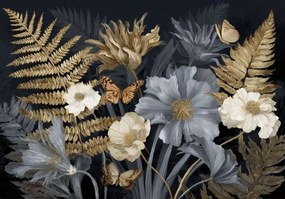 16036 - Тапет листа на сив фон