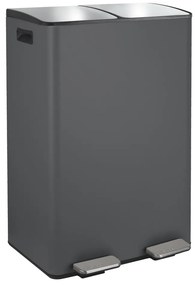 Тъмносиво стоманено кошче за боклук 2x30 l за рециклиране с педал Aliya – Spirella