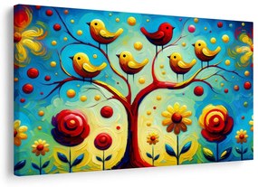 Картина на платно – Дървото на живота с птички