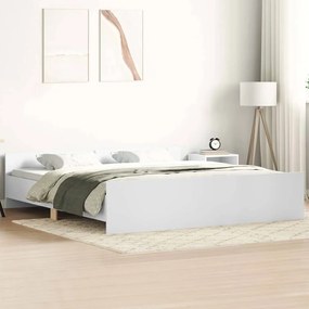 3203761 vidaXL Рамка за легло с горна и долна табла, бяла, 160x200 см