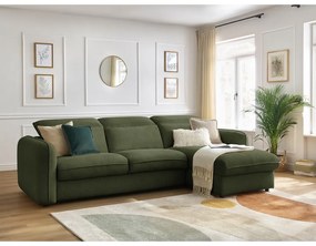 Зелен разтегателен ъглов диван (променлив) Achille – Bobochic Paris