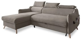 Светлокафяв кадифен ъглов разтегателен диван (ляв ъгъл) Sweet Harmony - Miuform