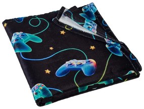 Черно-синьо бебешко одеяло от микроплюш 130x170 cm Gamer – Catherine Lansfield