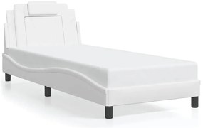 3208069 vidaXL Рамка за легло Viana без матрак, бяла, 90x200 см, изкуствена кожа