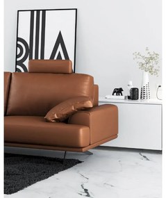 Коняк кафяв кожен диван 220 cm Prado - MESONICA