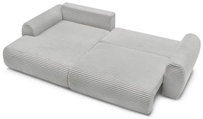 Светлосив разтегателен ъглов диван от рипсено кадифе (ляв ъгъл) Lucien – Bobochic Paris