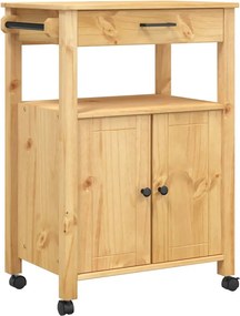 376097 vidaXL Кухненска количка "MONZA" 60x40x88,5 см борово дърво масив