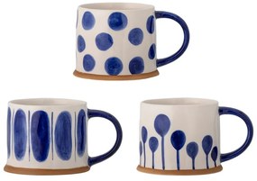 Бяло-сини глинени чаши в комплект от 3 бр. 450 ml Linora – Bloomingville