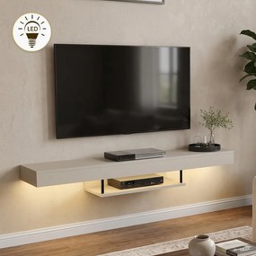 Стенен ТВ шкаф Albares TopMebel от меламин с LED осветление в цвят пясъчник 150x29.6x22см.