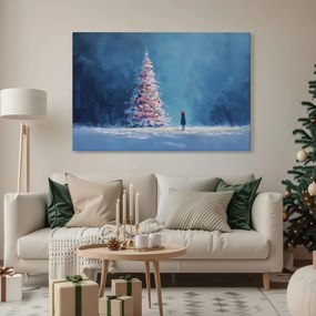 Картина на платно – Коледно дърво и самотен пътник