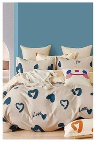 Бежово двойно удължено спално бельо от памук Renforcé с включен долен чаршаф 4 части 200x220 cm Amore – Mila Home