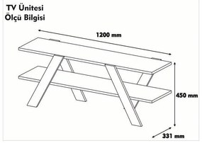 ТВ масичка в бяло/натурално в орех 120x33 cm Basic - Kalune Design