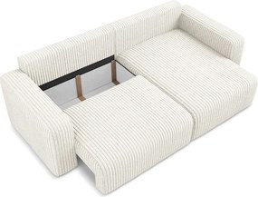 Кремав сгъваем/с място за съхранение ъглов диван от рипсено кадифе (десен ъгъл) Kona – Makamii