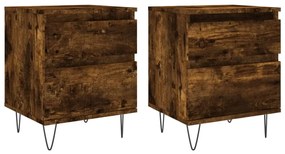 830679 vidaXL Нощни шкафчета, 2 бр, опушен дъб, 40x35x50 см, инженерно дърво