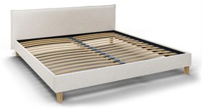 Кремаво тапицирано двойно легло с решетка 200x200 cm Tina - Ropez