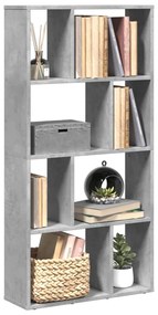 858150 vidaXL Библиотека, бетонно сива, 60x20x120 см, инженерно дърво