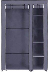 Платнен гардероб за съхранение MATIS 110x175 см с рафтове и лост за дрехи, сив