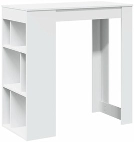 854355 vidaXL Бар маса с рафтове, бяла, 102x50x103,5 см, инженерно дърво